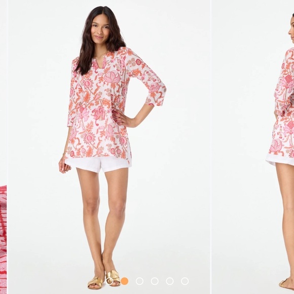 Roberta Roller Rabbit Amanda Kurta Orange and white bohemian NEW 100% cotton - Picture 5 of 15